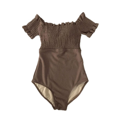 Maillot de Bain Une Piece Bustier Marron Yujin Ive Mode Femme Ete