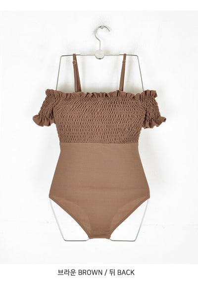Maillot de Bain Une Piece Bustier Marron Yujin Ive Mode Femme Ete