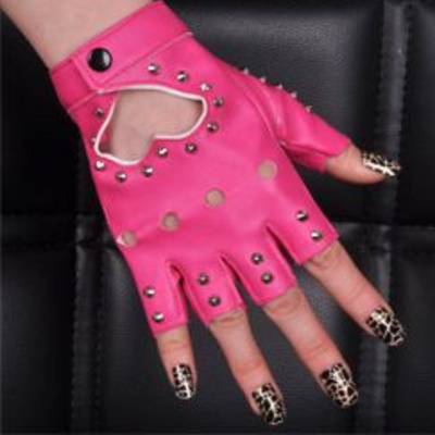 Mitaine Gants Cuir Rose Clous Métal Bahiyyih Kep1er Sugar Rush Mode Kpop