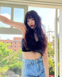 Pantalon en Jean Taille Haute Motif Coeur Joy Red Velvet Mode Kpop