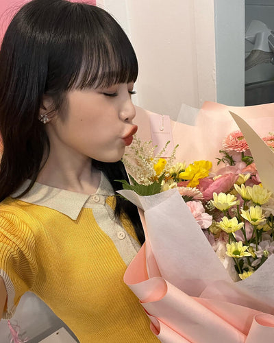 Polo Jaune Coutures blanches Manches Courtes Yena Mode Coreenne