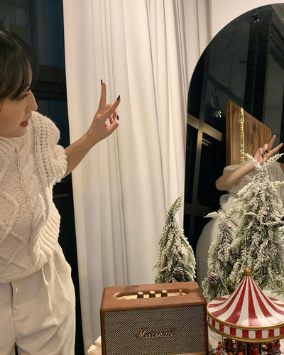 Pull Blanc Hiver Torsades et Manches Bouffantes Momo Twice Mode Femme