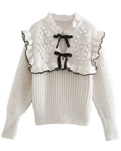 Pull Col Grand Volant avec Noeuds Irene Greetings 2022 Red Velvet