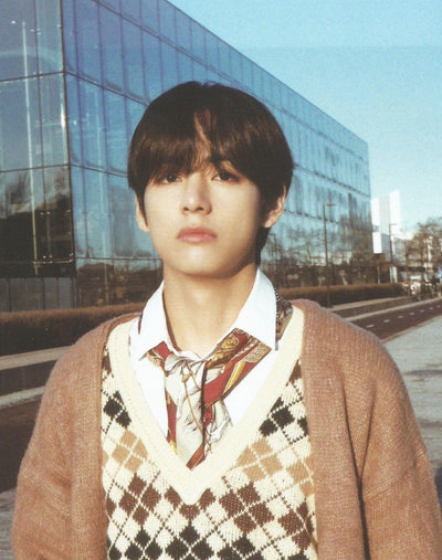 Pull Rétro à carreaux Multicolor en diamant à col en V Taehyung BTS