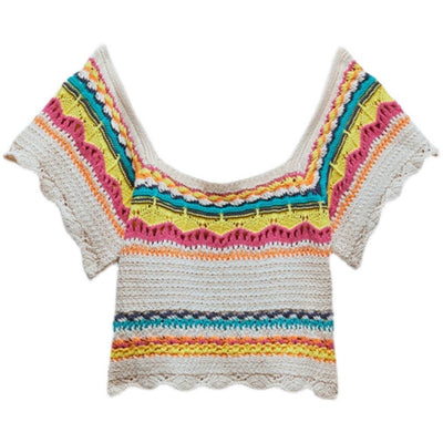 Pull Tricot Avec Creux A rayures Multicolore Minju Izone Mode Kpop