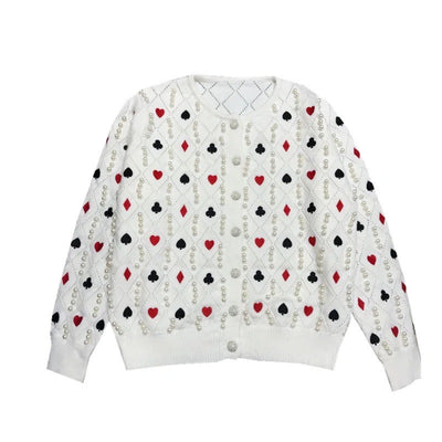 Pull Tricot Coeur Carreau Trefle Pic et Perles Winter Aespa New York