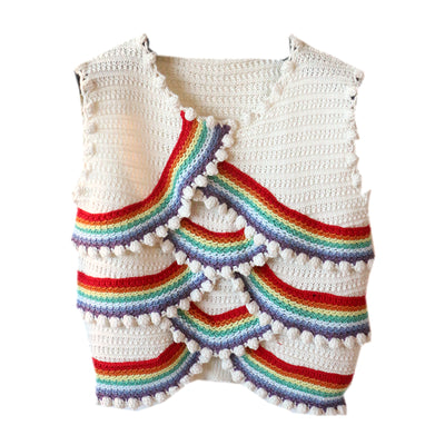 Pull Tricot Rayures Arc En Ciel et Sans Manches Mode Kpop Yujin IVE