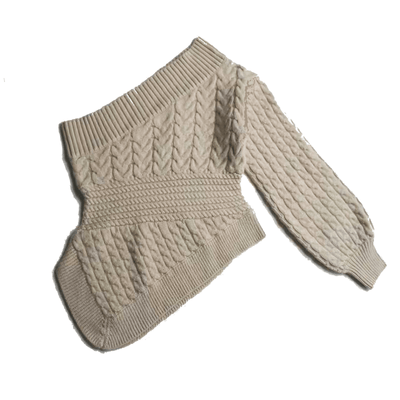 Pull Tricoté Torsadé irrégulier Ceinture Brodé à la Taille Jihyo Twice