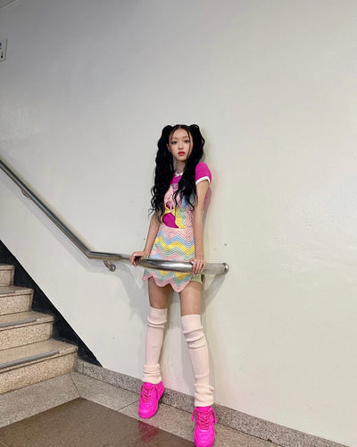 Robe Arc en Ciel Multicolore Pastel YooA Selfish MV Oh My Girl Kpop