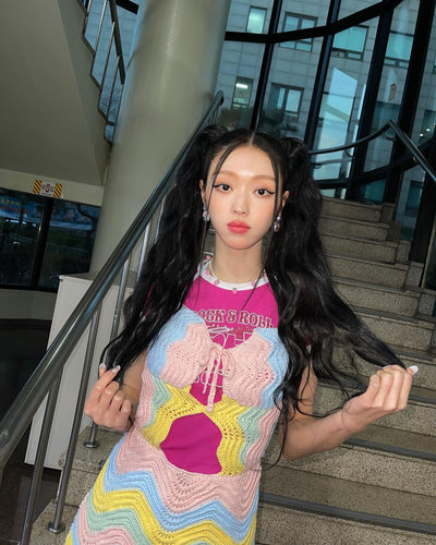 Robe Arc en Ciel Multicolore Pastel YooA Selfish MV Oh My Girl Kpop