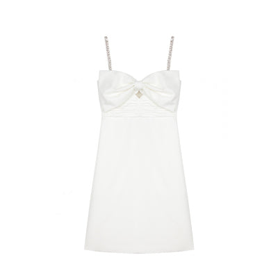 Robe Blanche Chic Grand Noeud Central Nana Woo Ah Mode Femme Coree Sud