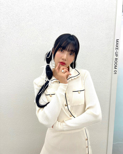 Robe Blanche Col Polo Diagonale Ensemble Joy RedVelvet Duo Love Song