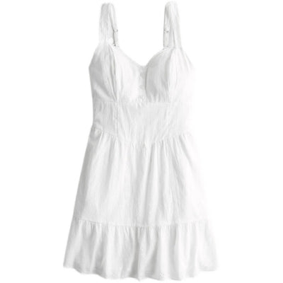 Robe Ete Blanche Bretelles Motifs Creux Fleurs Pétales Miyeon G Idle