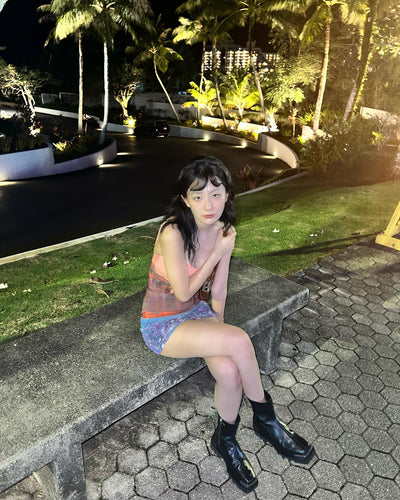 Robe Motifs Paysages Sépia Montagne dégradé Bretelles Seulgi Red Velvet