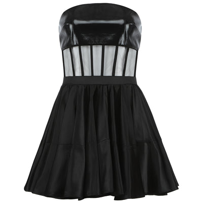 Robe Noire Habillée Cuir et Voile Sunmi Music Core Performance Pporappippam