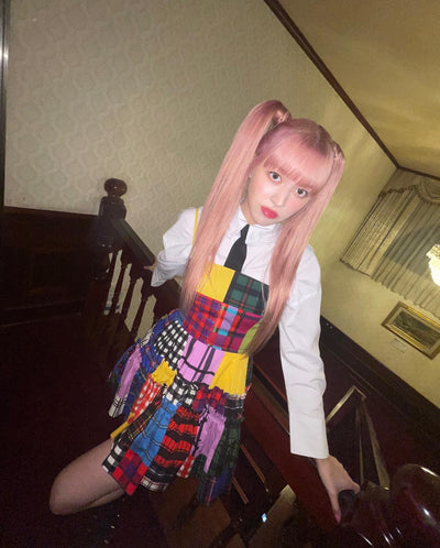 Robe Patchwork Damier Multicolore Glitter Christmas Nmixx Lily Mode Kpop