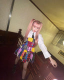 Robe Patchwork Damier Multicolore Glitter Christmas Nmixx Lily Mode Kpop