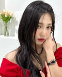 Robe Rouge Bustier Col V Elegante Joy Red Velvet Mode Femme Kpop Visuel