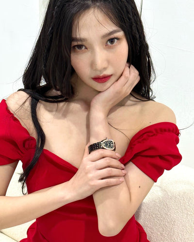 Robe Rouge Bustier Col V Elegante Joy Red Velvet Mode Femme Kpop Visuel