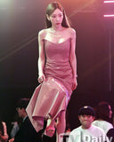 Robe Satin Rose Bustier Sexy Chic Taeyeon MC Queendom 2 Girl Generation