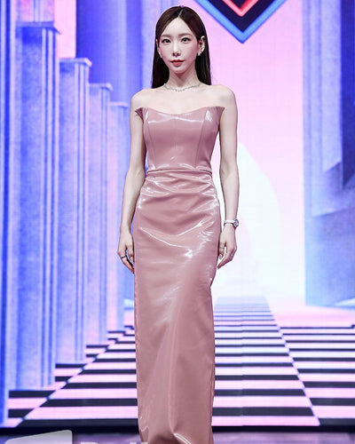 Robe Satin Rose Bustier Sexy Chic Taeyeon MC Queendom 2 Girl Generation