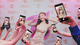 Robe Satin Rose Style Bal de Promo Bretelles Nayeon MV The Feels Twice