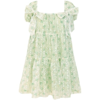 Robe Verte à Voiles et 2 Noeuds Motif Fleurs Miyeon MC MCountdown G Idle