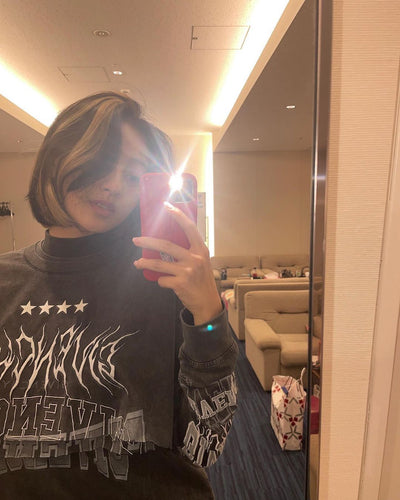 Sweetshirt Superposé Black Air Graffiti Hip Hop Jihyo Twice Mode Kpop