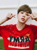 T-shirt Rouge Army Jimin BTS Tshirt Fandom ARMY Kpop Idole Mode Coréenne