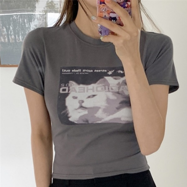 T Shirt Vintage Meme Chat Radiohead Solar Mamamoo Mode Femme Corée