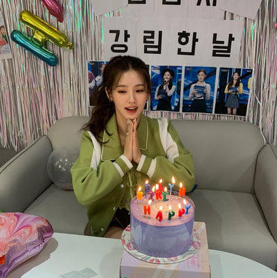 Veste Ample Vert et Blanc Manches Bicolores Miyeon G Idle Mode Décontracté