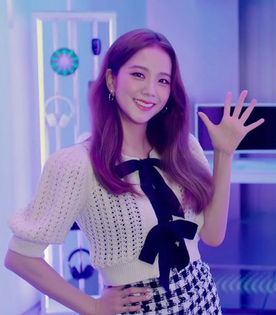 Veste avec Deux Nœuds Cardigan Chic Jisso BlackPink x Tokopedia Kpop