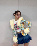 Cardigan Veste Elégante Style Art Abstrait Pastel Miyeon G I Dle Mode