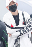 Veste en Jean Blanc Ample à Imprimé Eclairs Hip Hop Hongjoong ATEEZ