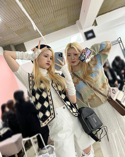 Veste Sans Manche Mi Saison Motif Soleil en Losange Bahiyyih Kep1er Kpop